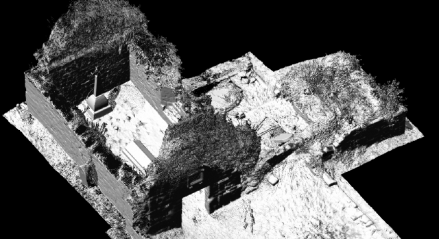 Aerial scan of chancel and cell Aerial scan of chancel and cell